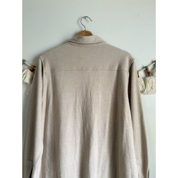 7 Diamonds Generation Shacket In Bone Neutral Plaid Longline Layering Cozy L - Picture 10 of 12